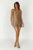 Athena Plisse Mini Shift Dress - Bronze sold by Meshki