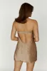 Athena Plisse Mini Shift Dress - Bronze sold by Meshki