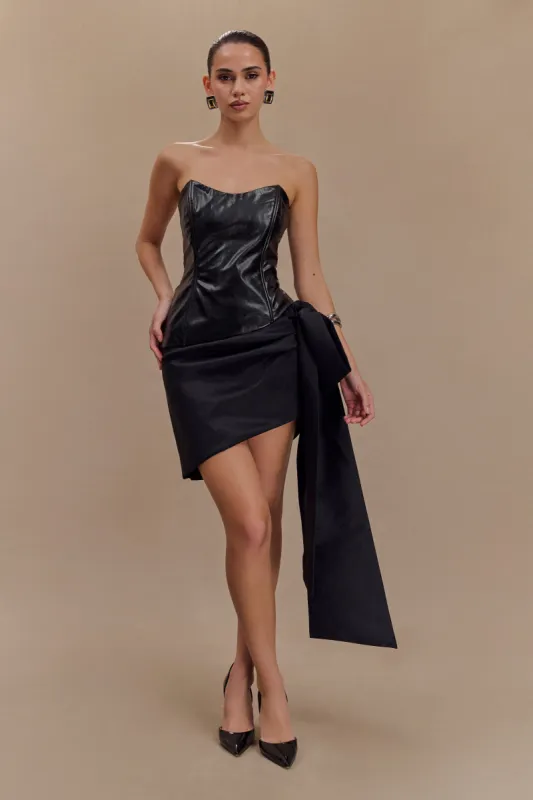 Becca Taffeta Mini Skirt With Tie - Black sold by Meshki