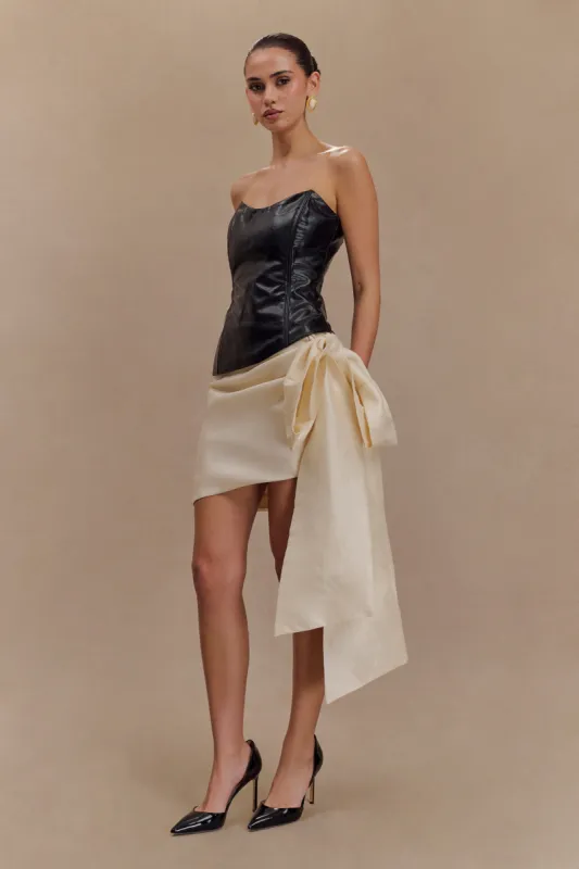 Becca Taffeta Mini Skirt With Tie - Ivory sold by Meshki