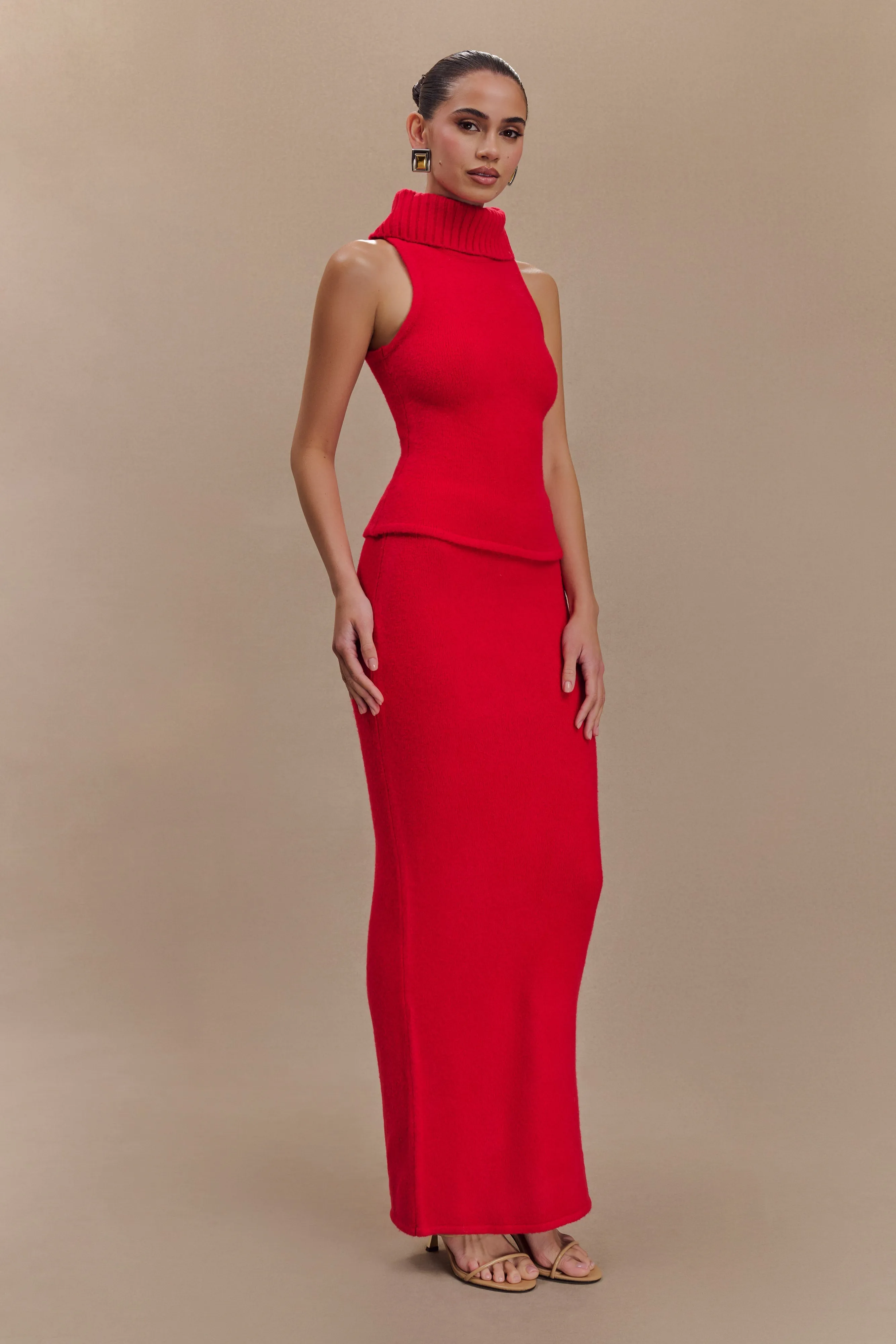 Elise Knit Maxi Skirt - Red sold by Meshki product image thumbnail 5