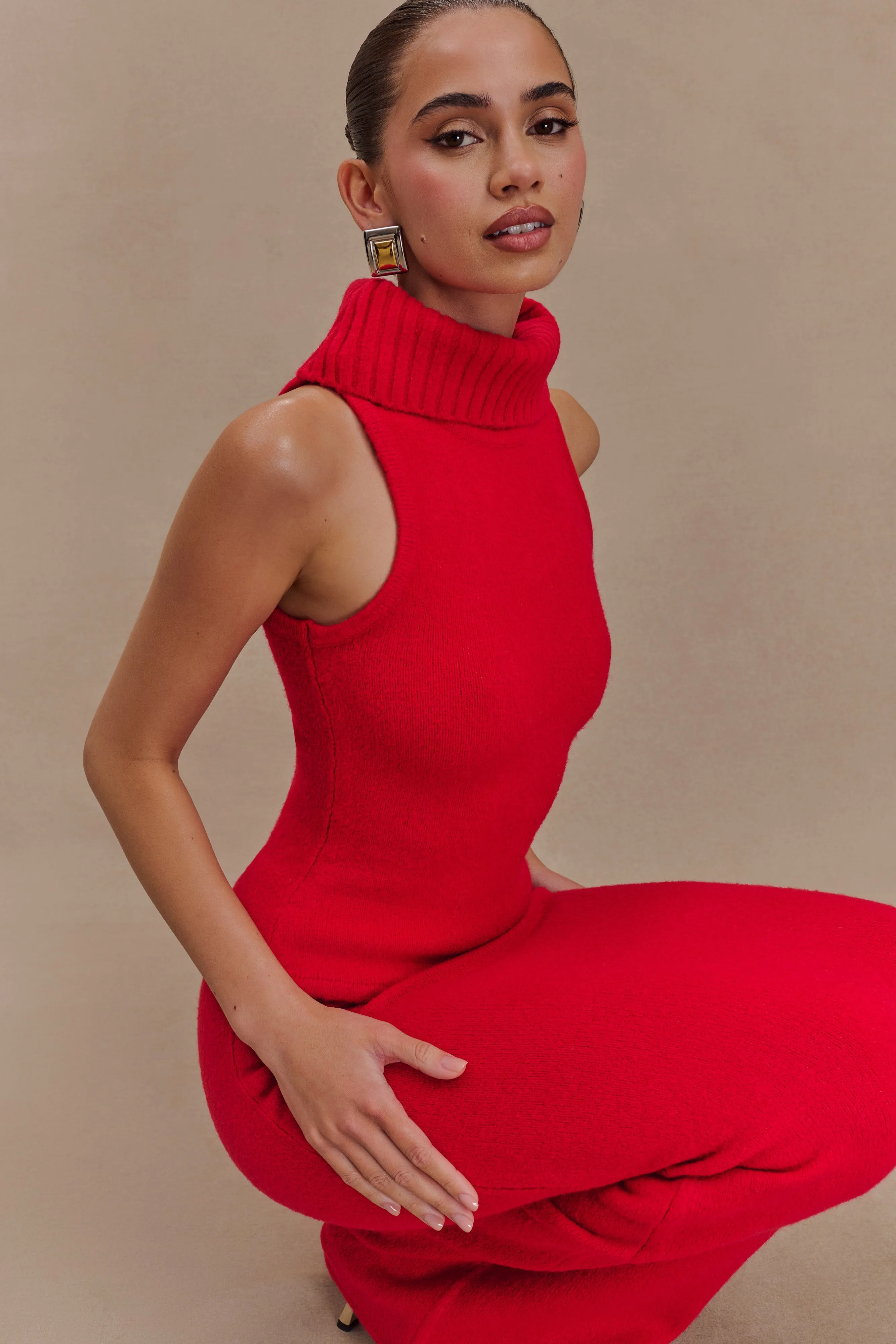 Elise Knit Maxi Skirt - Red sold by Meshki product image thumbnail 3