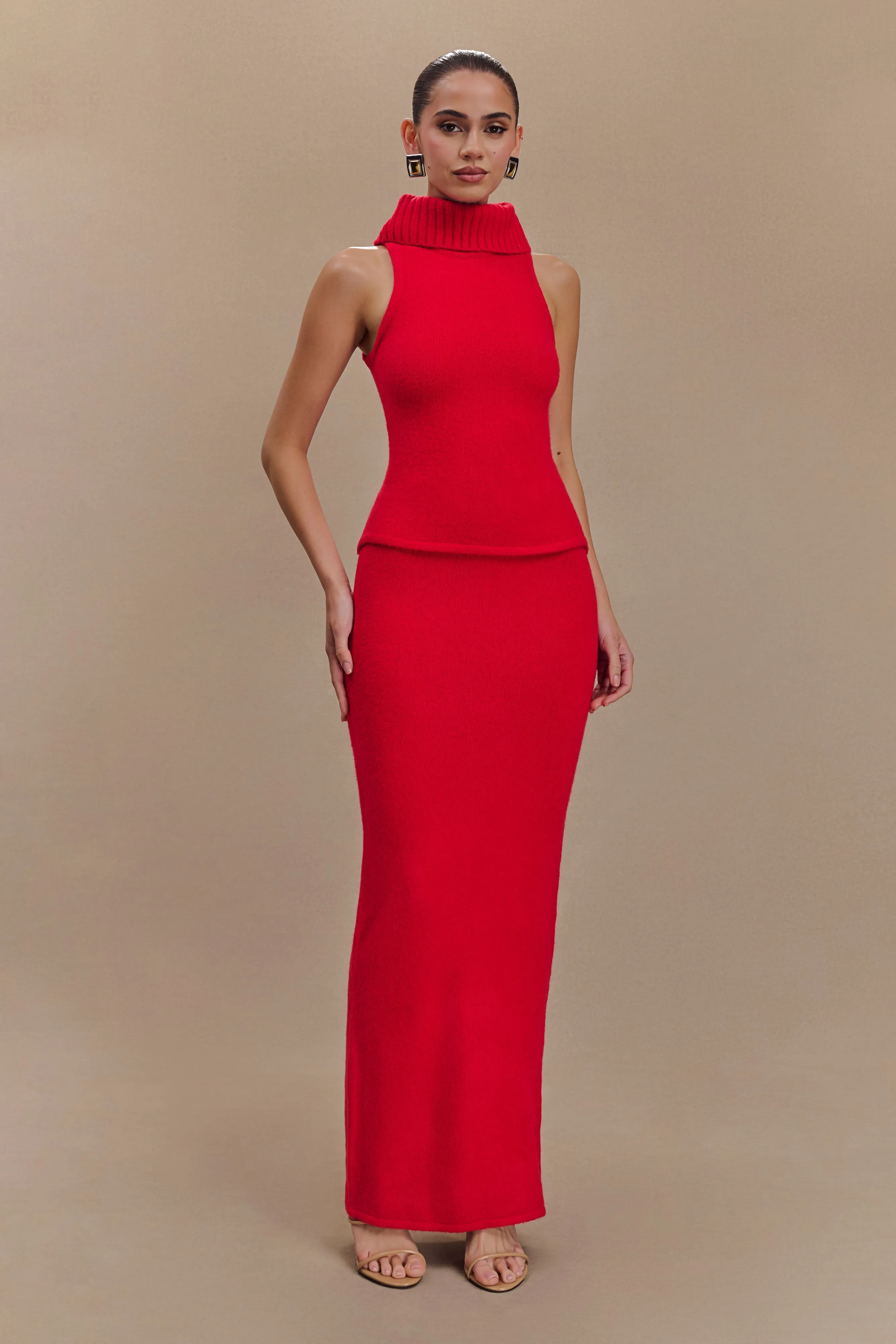 Elise Knit Maxi Skirt - Red sold by Meshki product image thumbnail 4