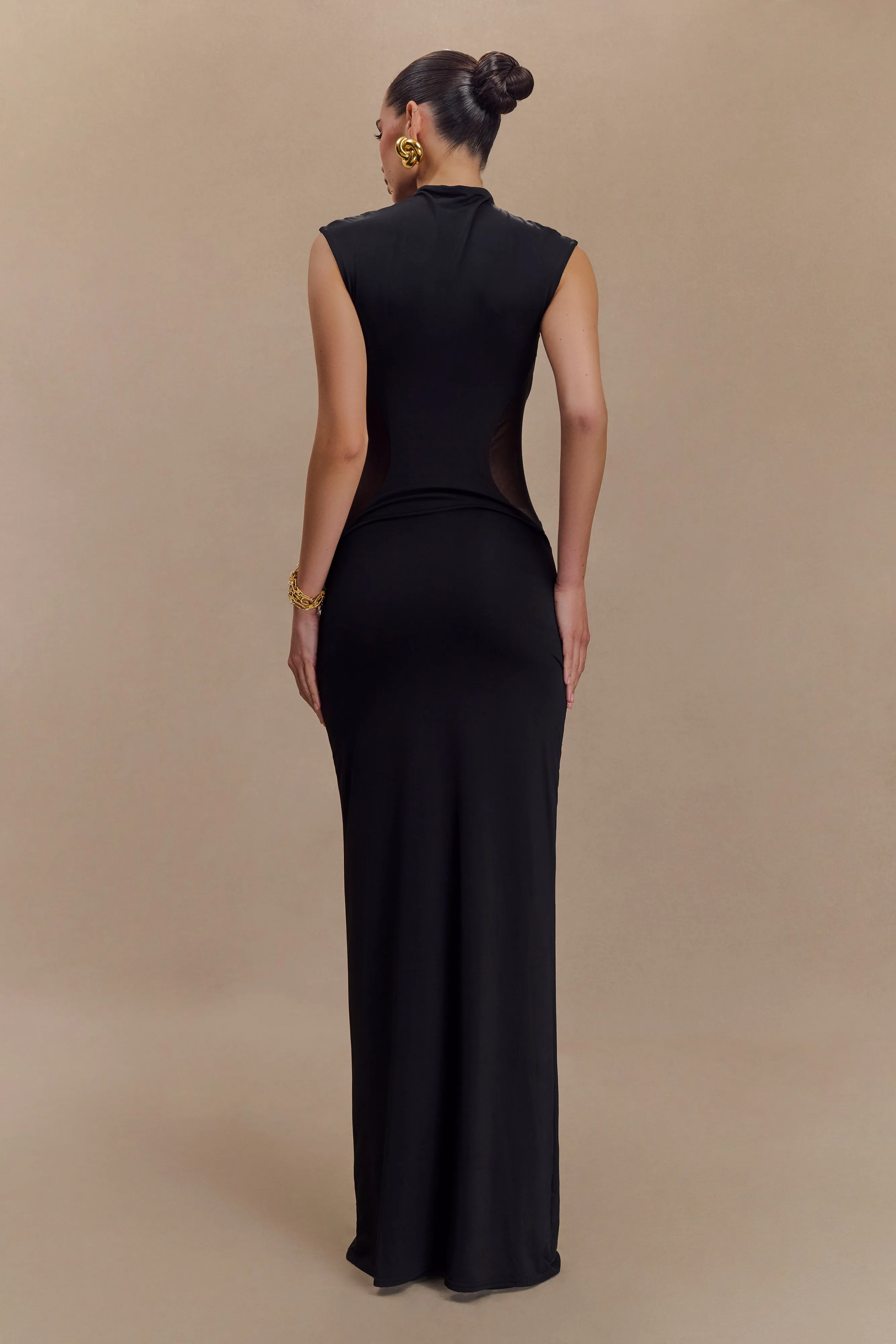 Massie Slinky And Mesh Maxi Dress - Black sold by Meshki product image thumbnail 2