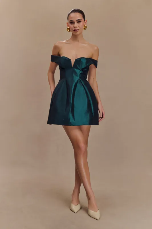Diana Off Shoulders Mini Dress - Deep Emerald sold by Meshki