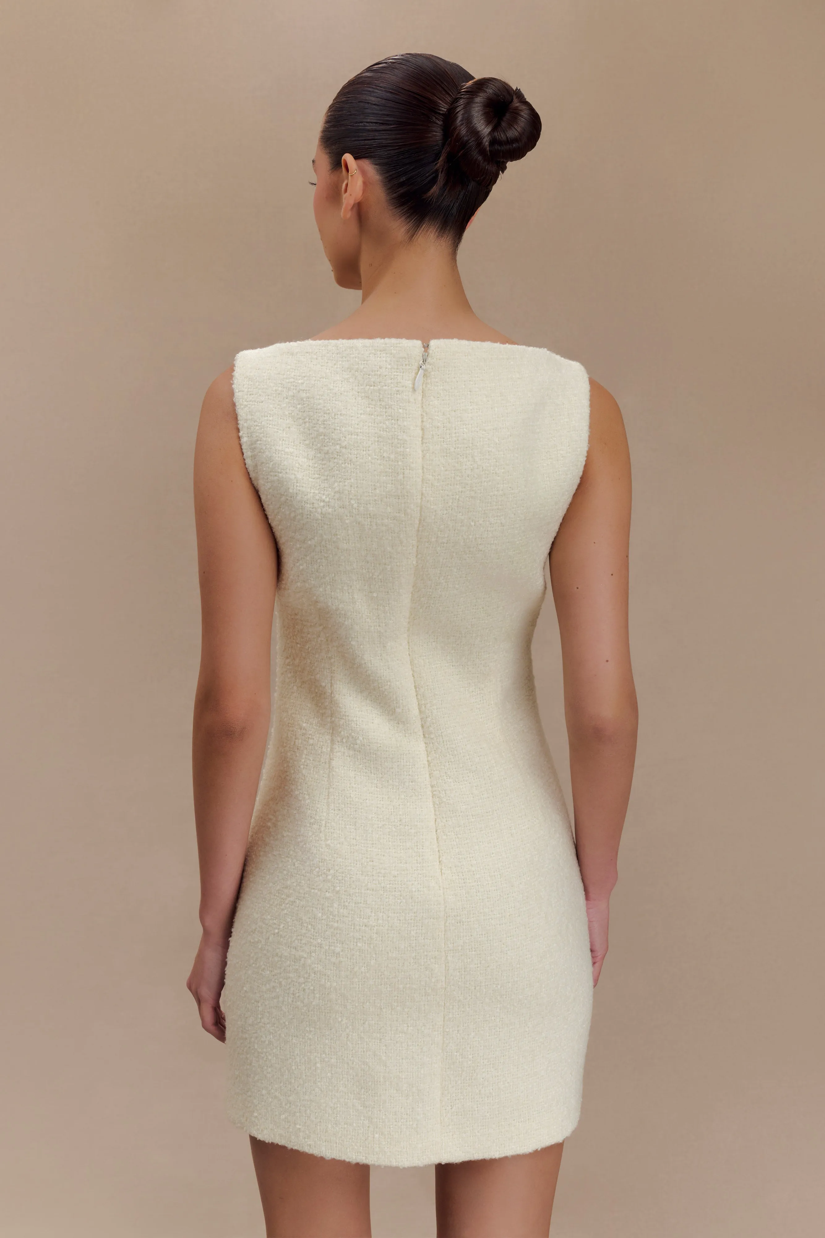 Angela Textured Boucle Mini Dress - Ivory sold by Meshki product image thumbnail 2
