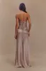 Serena Strapless Taffeta Maxi Dress - Bronze Taupe sold by Meshki