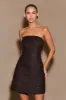 Gala Strapless Tweed Mini Dress - Black sold by Meshki