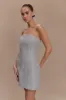 Gala Strapless Tweed Mini Dress - Silver sold by Meshki