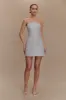 Gala Strapless Tweed Mini Dress - Silver sold by Meshki