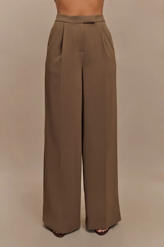 Faith Suiting Wide Leg Pant - Cacao Brown sold by Meshki