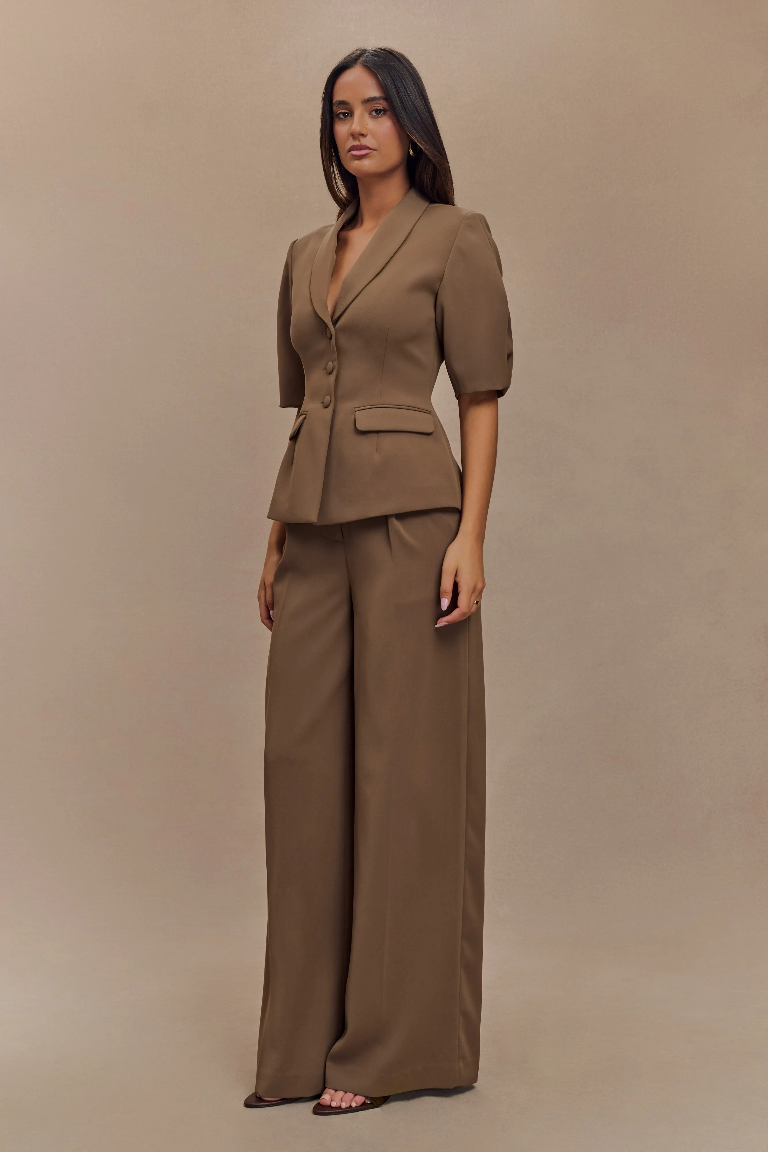 Faith Suiting Wide Leg Pant - Cacao Brown sold by Meshki product image thumbnail 5
