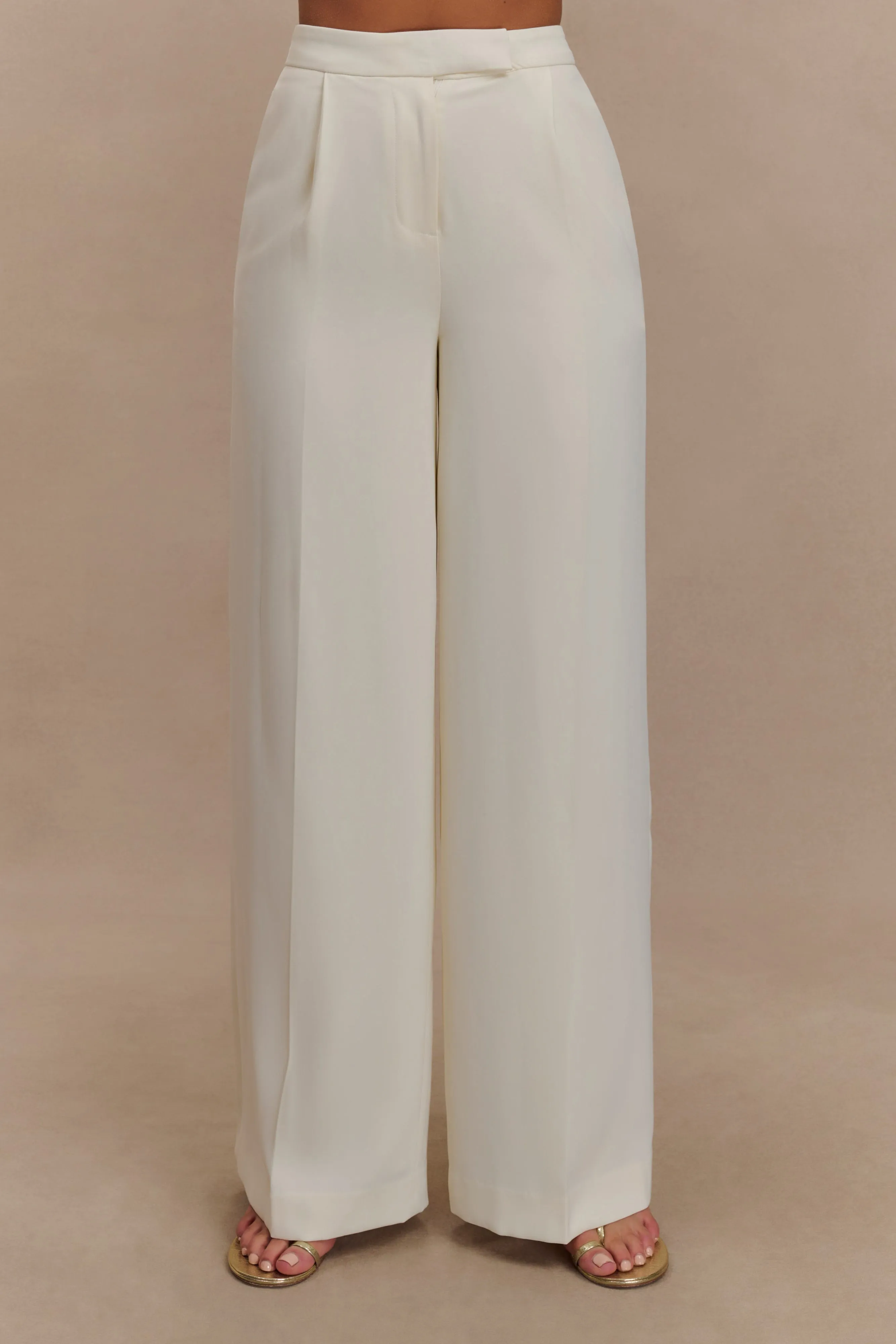 Faith Suiting Wide Leg Pant - Ivory sold by Meshki