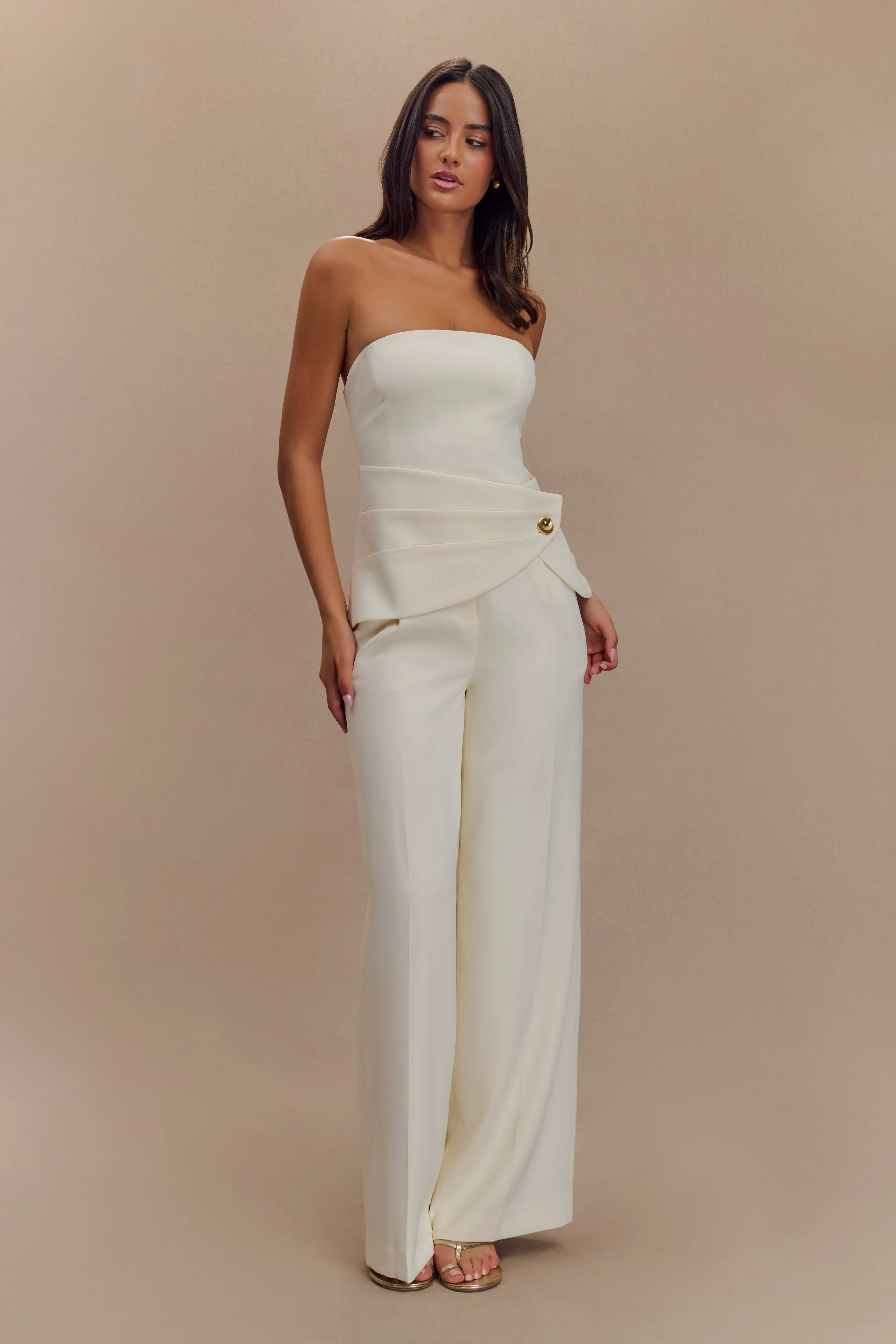 Faith Suiting Wide Leg Pant - Ivory sold by Meshki product image thumbnail 3