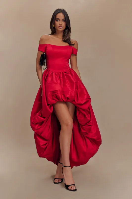Amelia Bubble Maxi Dress - Ruby Red sold by Meshki