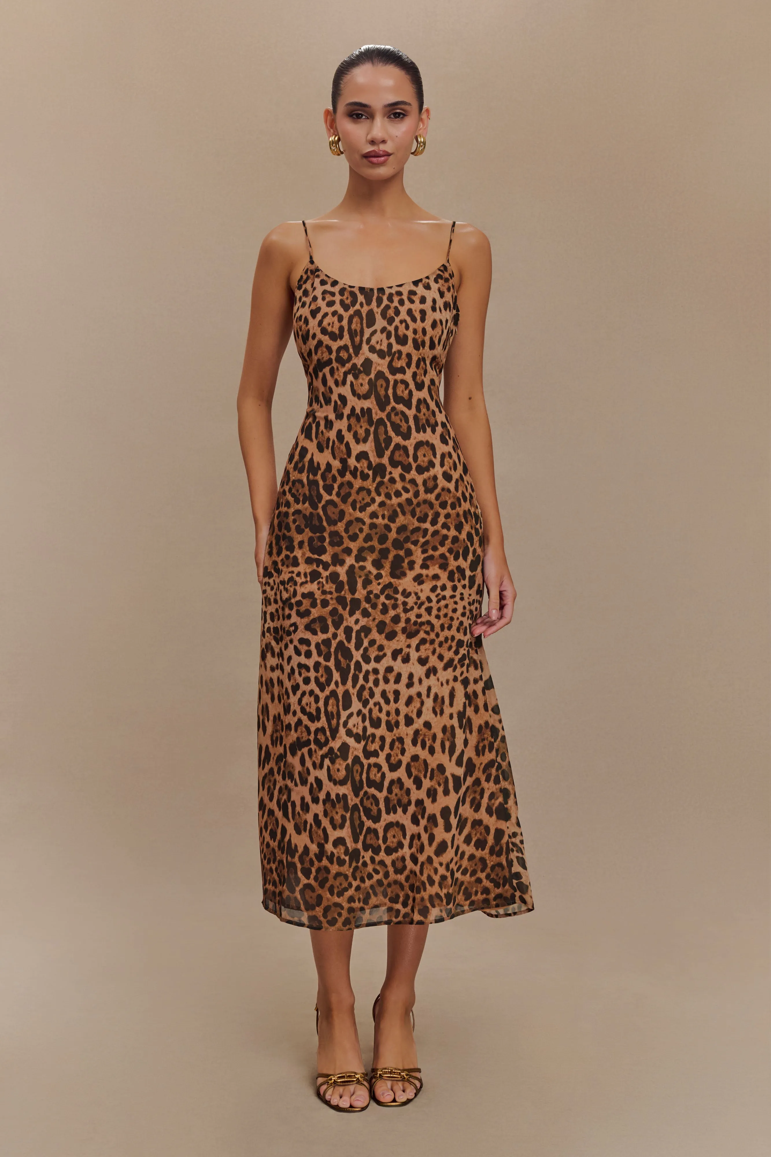 Leanne Chiffon Midi Dress - Leopard Print sold by Meshki product image thumbnail 5