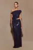 Kenny Diamante One Shoulder Maxi Dress - Navy sold by Meshki