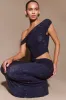 Kenny Diamante One Shoulder Maxi Dress - Navy sold by Meshki