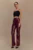 Tyra Straight Leg Faux Leather Pants - Cherry Red sold by Meshki