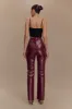 Tyra Straight Leg Faux Leather Pants - Cherry Red sold by Meshki