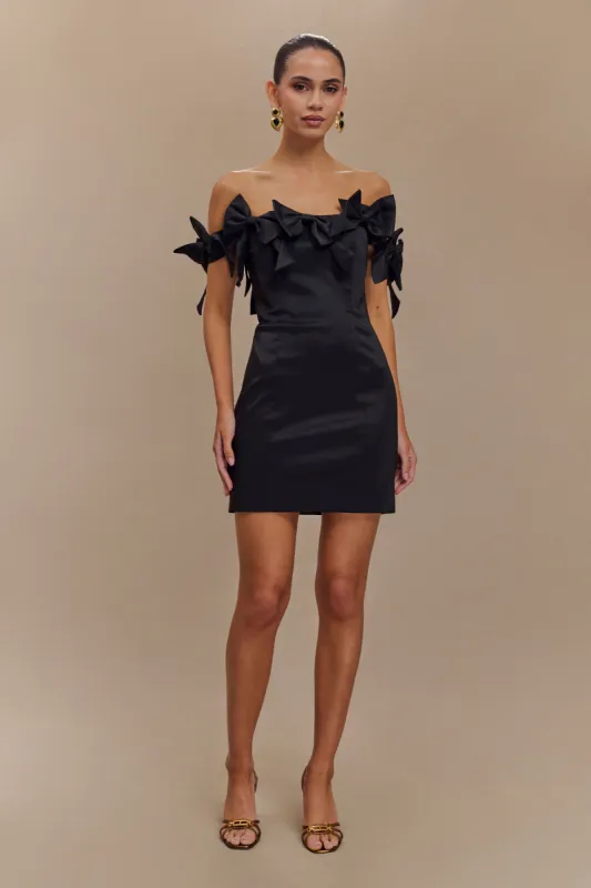 Rose Strapless Bow Mini Dress - Black sold by Meshki