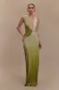 Stella Draped Slinky Maxi Dress - Ombre Vintage Olive sold by Meshki