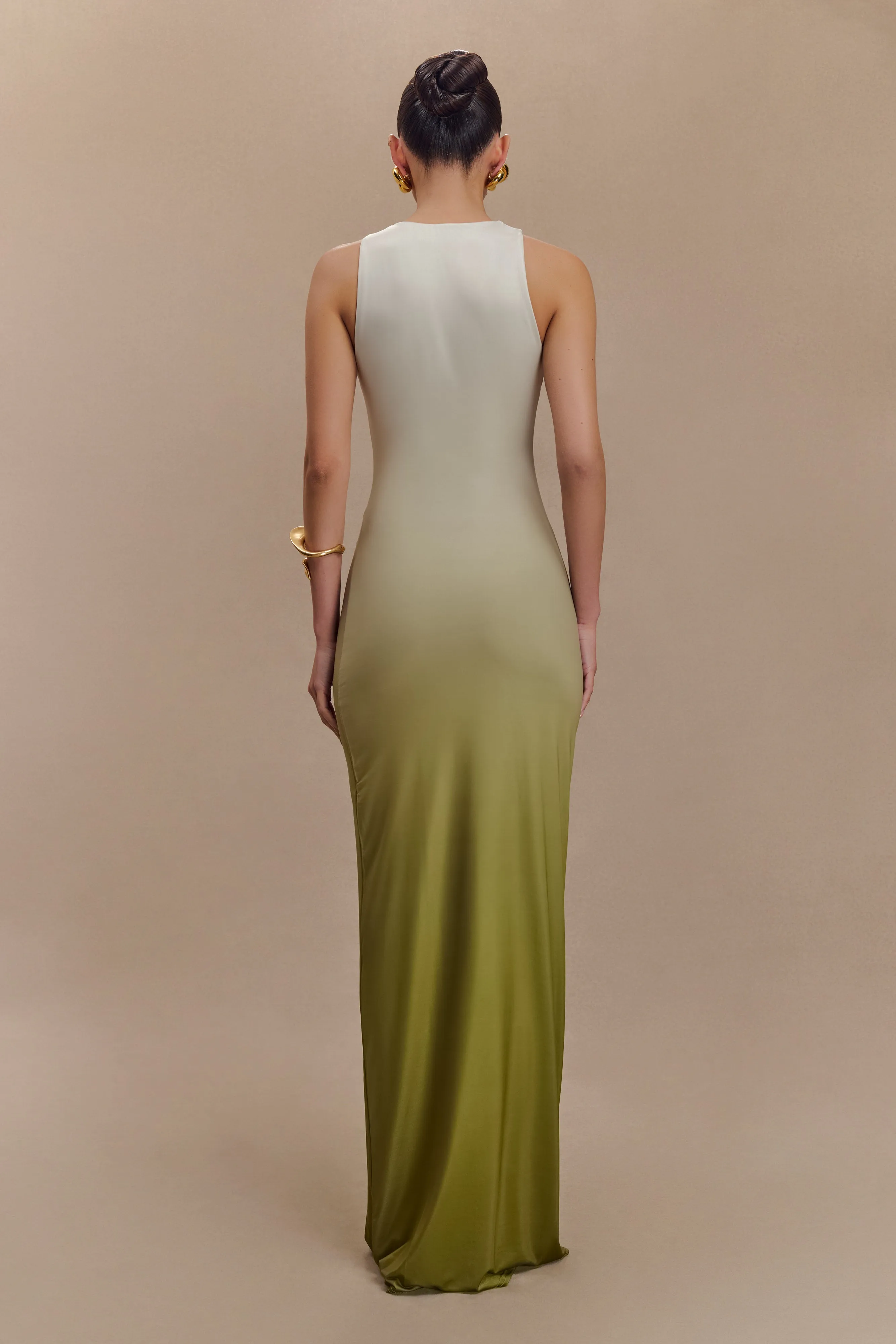 Stella Draped Slinky Maxi Dress - Ombre Vintage Olive sold by Meshki product image thumbnail 2