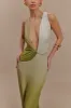 Stella Draped Slinky Maxi Dress - Ombre Vintage Olive sold by Meshki