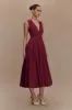 Keely Cotton Sleeveless Midi Dress - Wine sold by Meshki