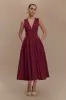 Keely Cotton Sleeveless Midi Dress - Wine sold by Meshki