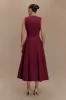 Keely Cotton Sleeveless Midi Dress - Wine sold by Meshki