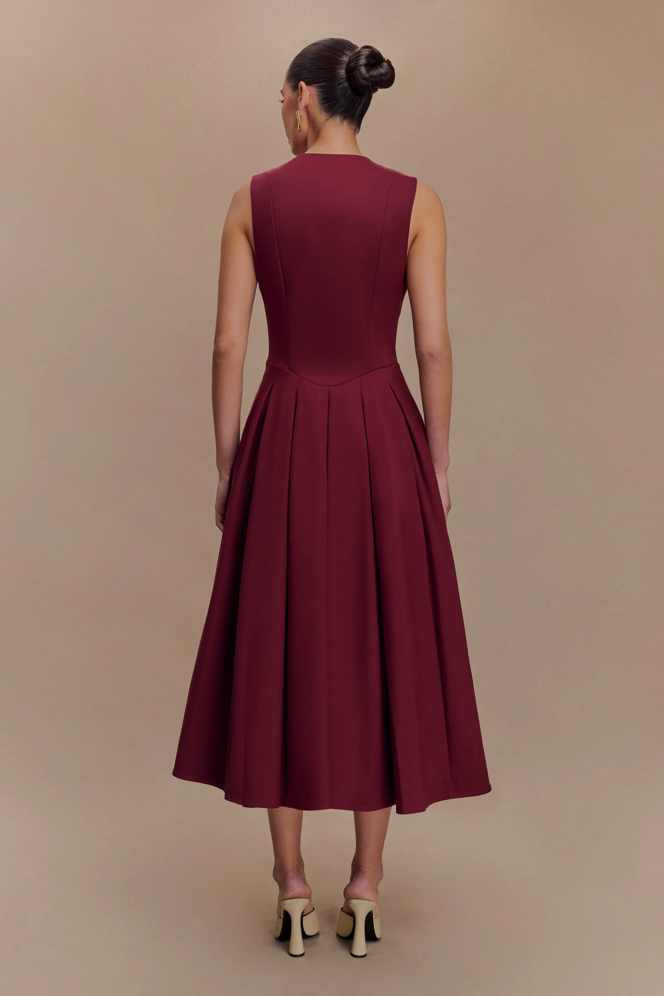 Keely Cotton Sleeveless Midi Dress - Wine sold by Meshki product image thumbnail 2