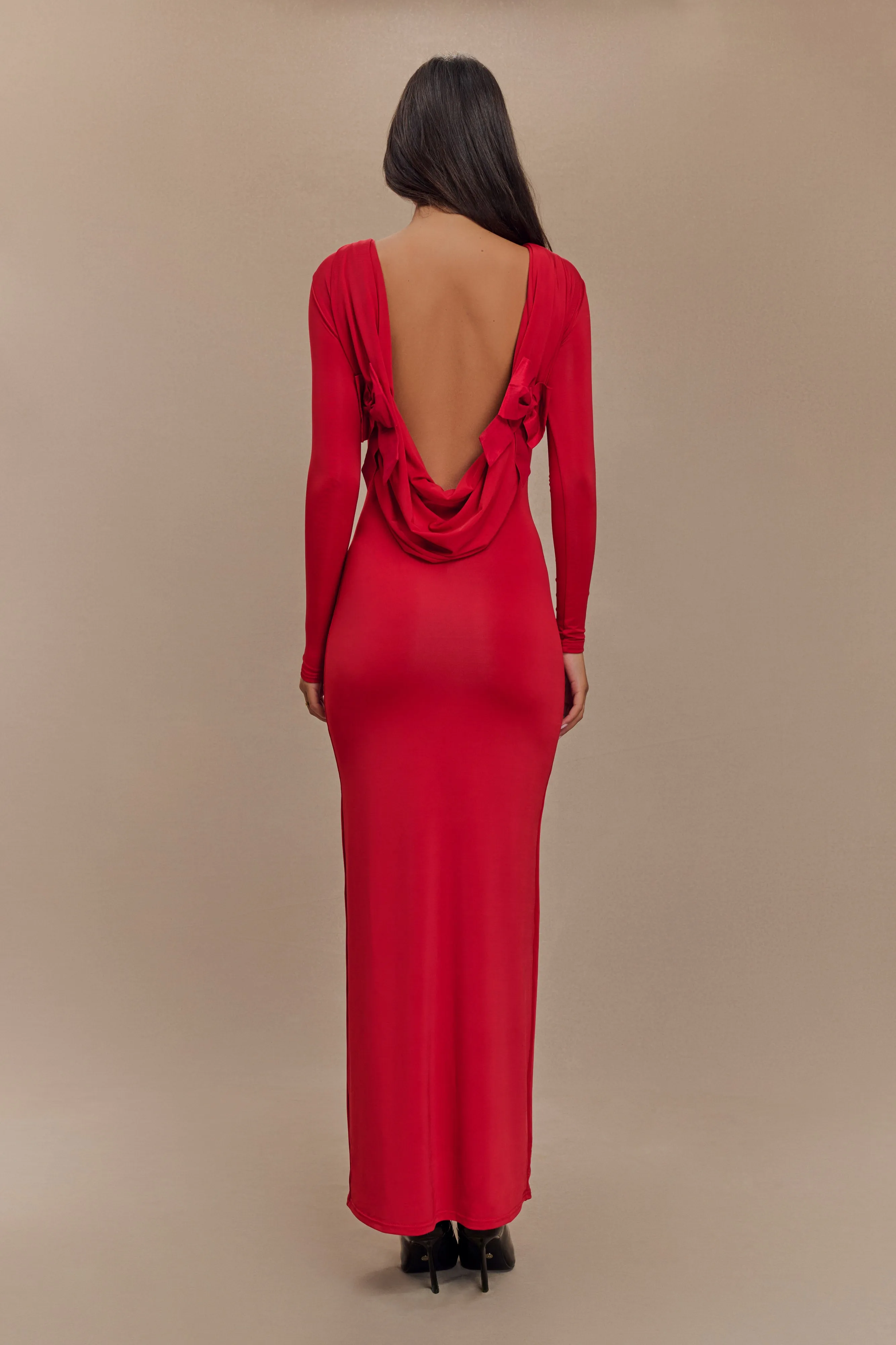 Bennett Slinky Long Sleeve Maxi Dress - Ruby sold by Meshki product image thumbnail 3
