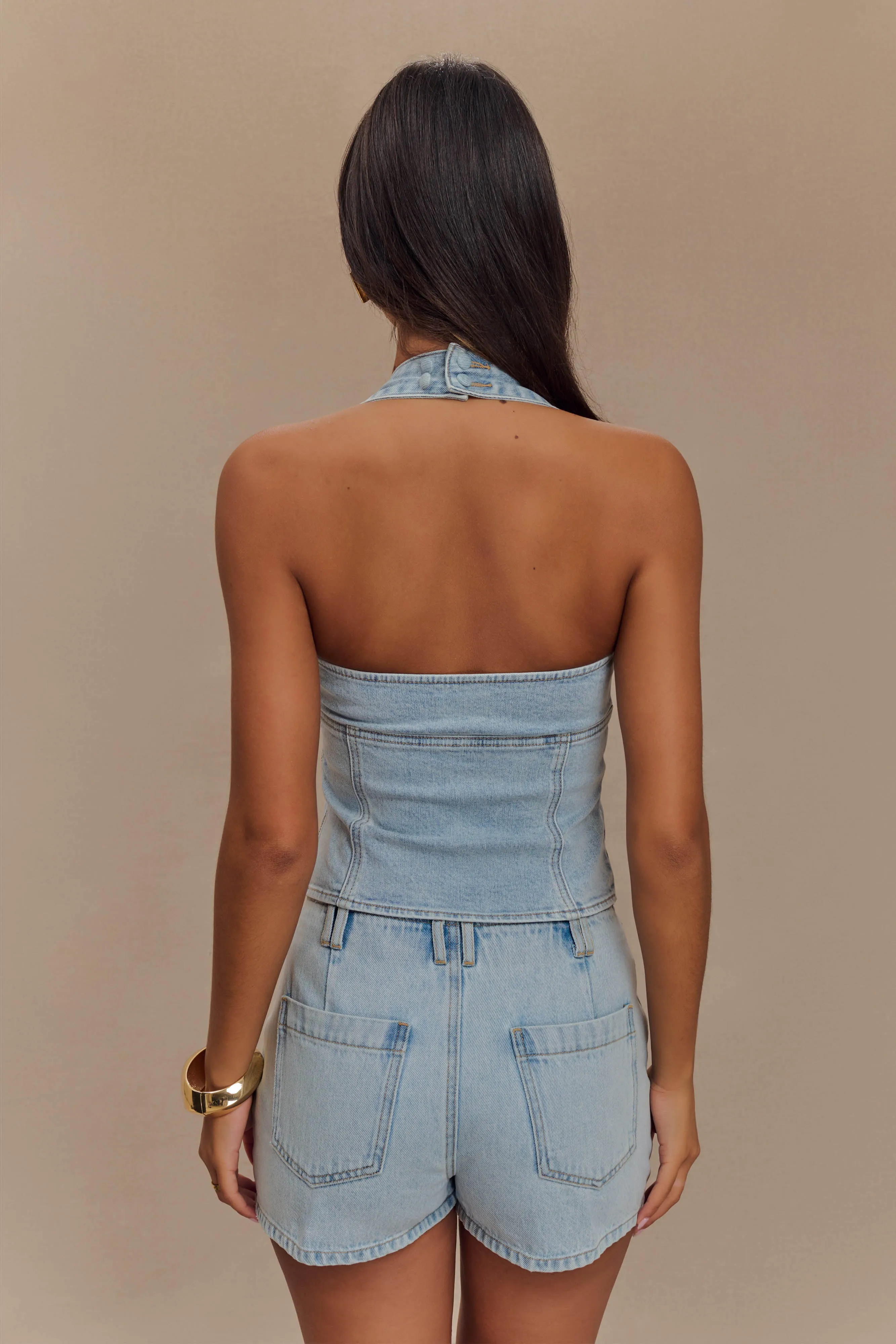 Dayna Denim Halter Top - Light Blue sold by Meshki product image thumbnail 3