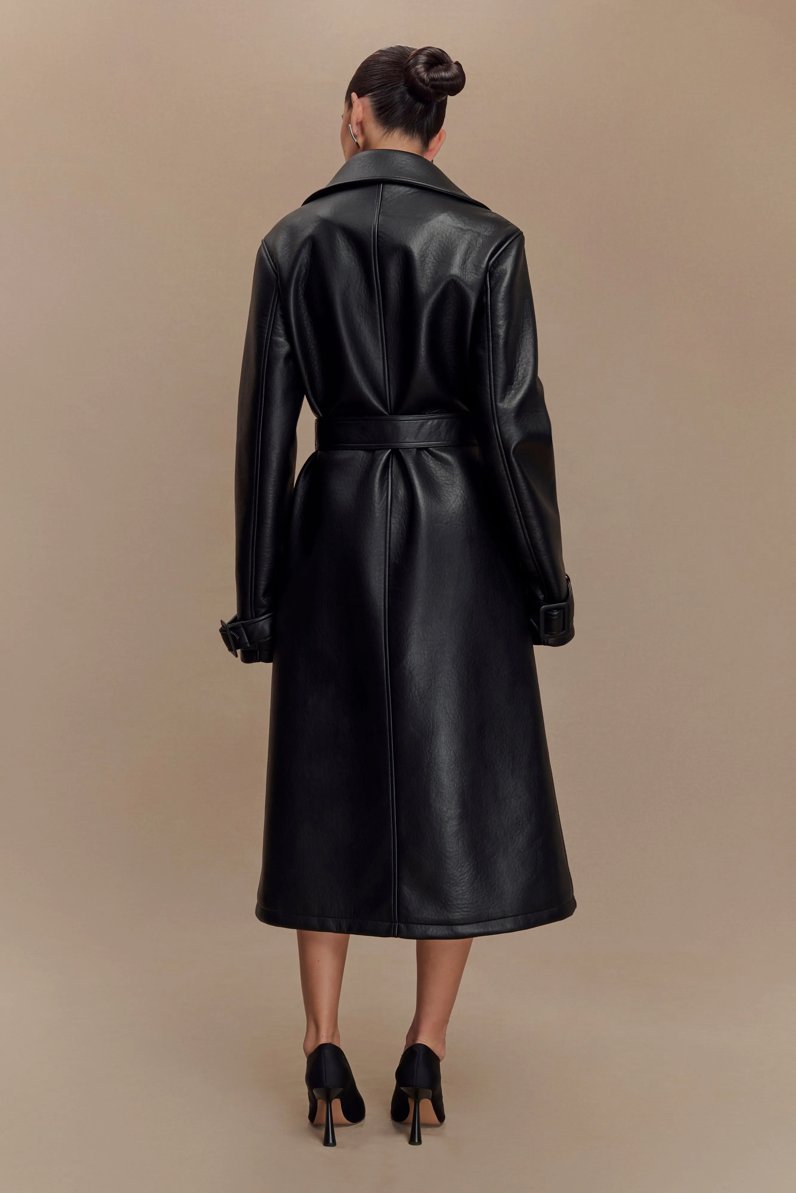 Tarah Faux Leather Trench Coat - Black sold by Meshki product image thumbnail 2