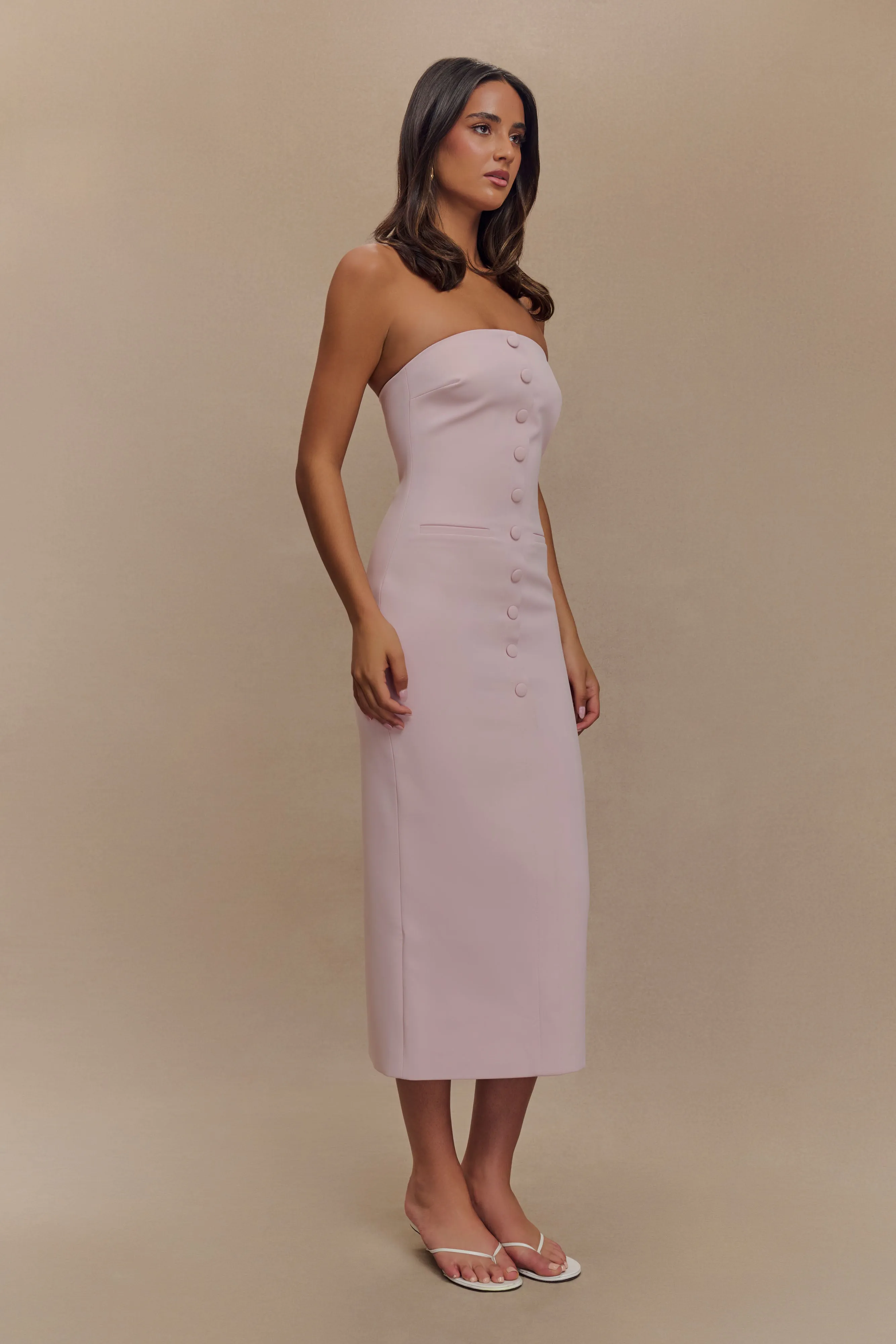 Sussan Strapless Midi Dress - Powder Pink sold by Meshki product image thumbnail 4