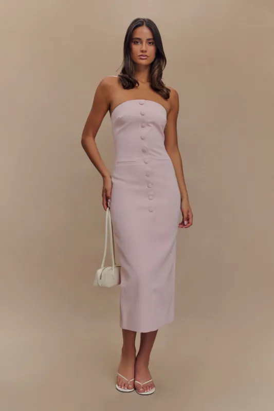 Sussan Strapless Midi Dress - Powder Pink sold by Meshki
