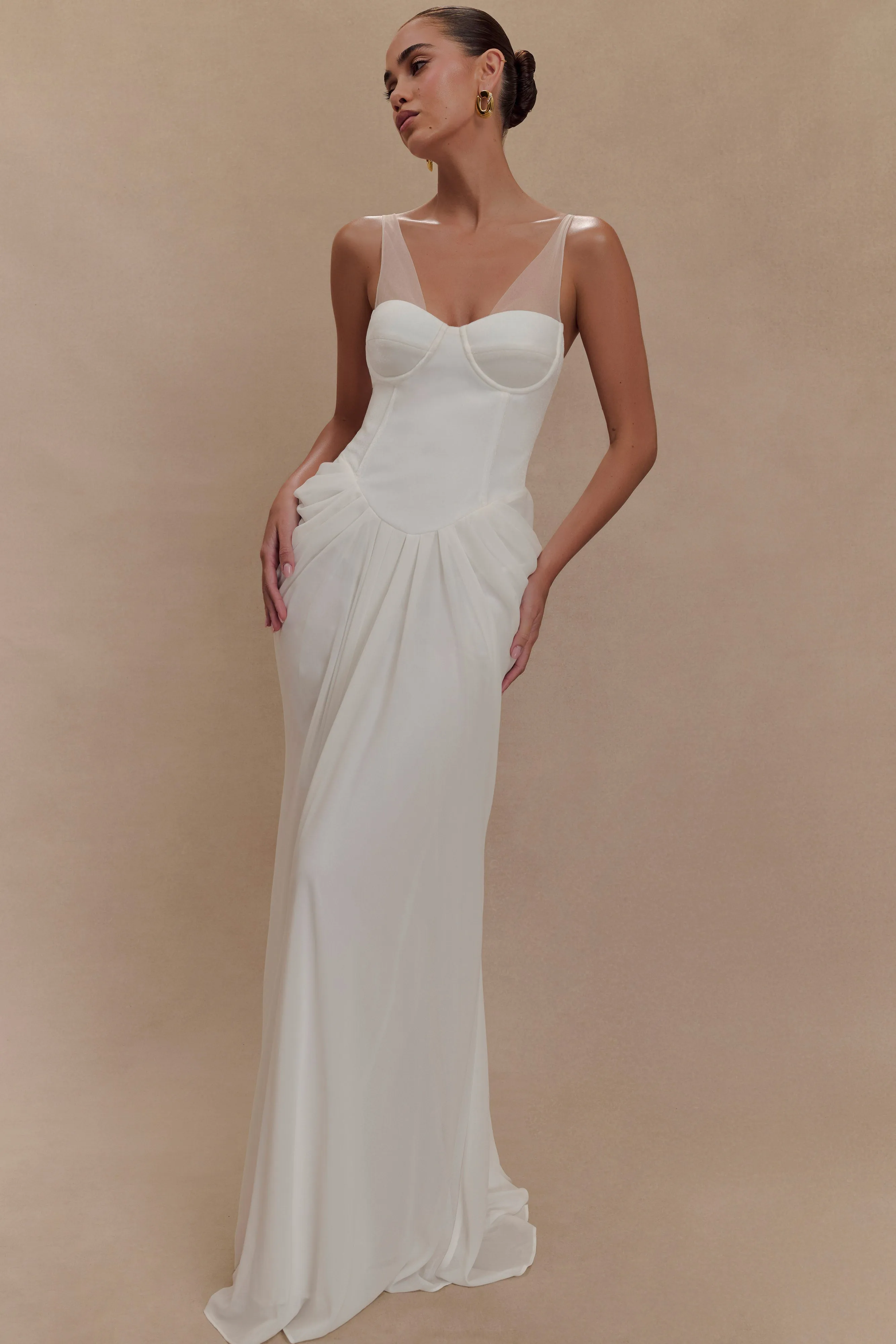 Roxanne Velvet Corset Maxi Dress - White sold by Meshki product image thumbnail 5