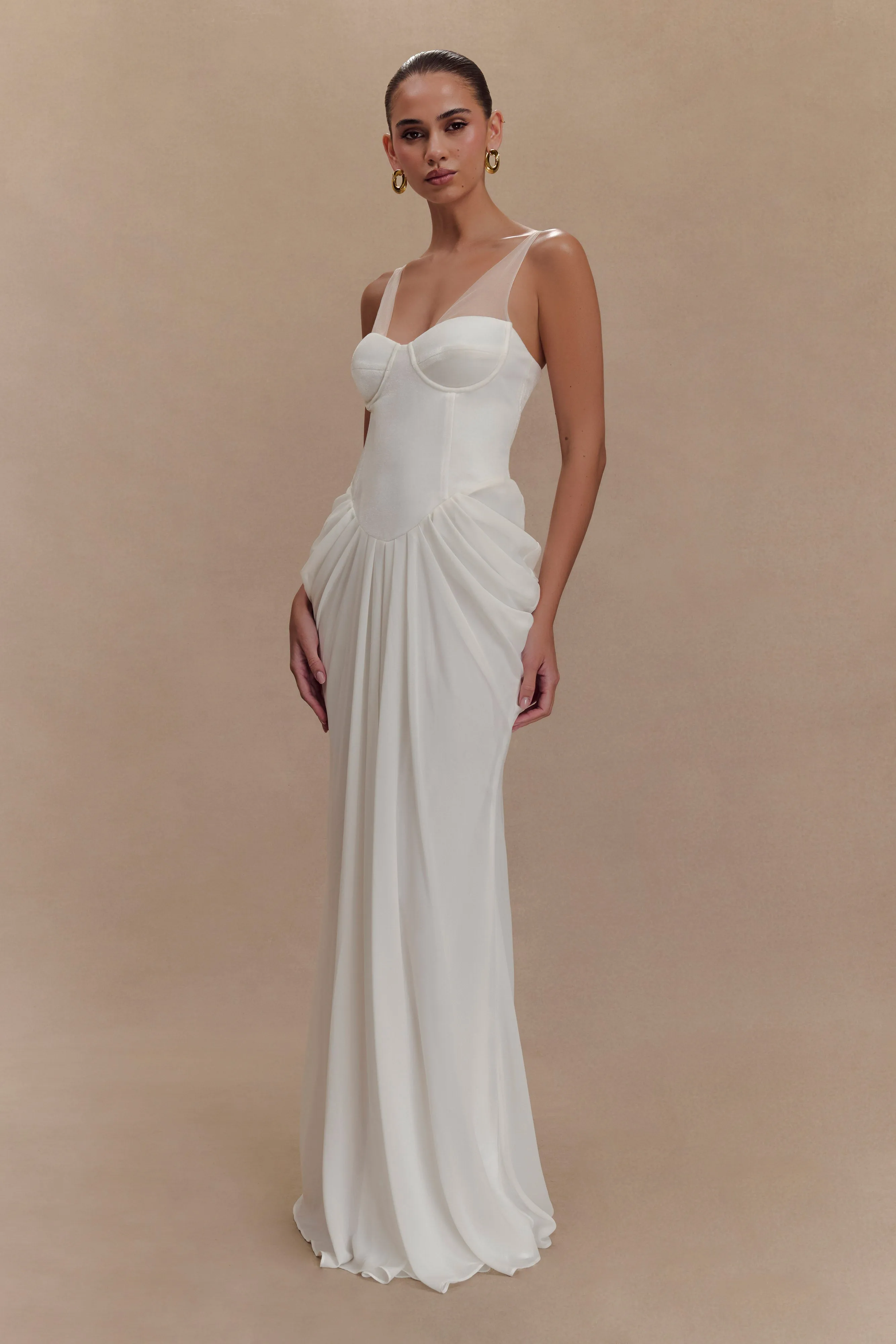 Roxanne Velvet Corset Maxi Dress - White sold by Meshki product image thumbnail 4