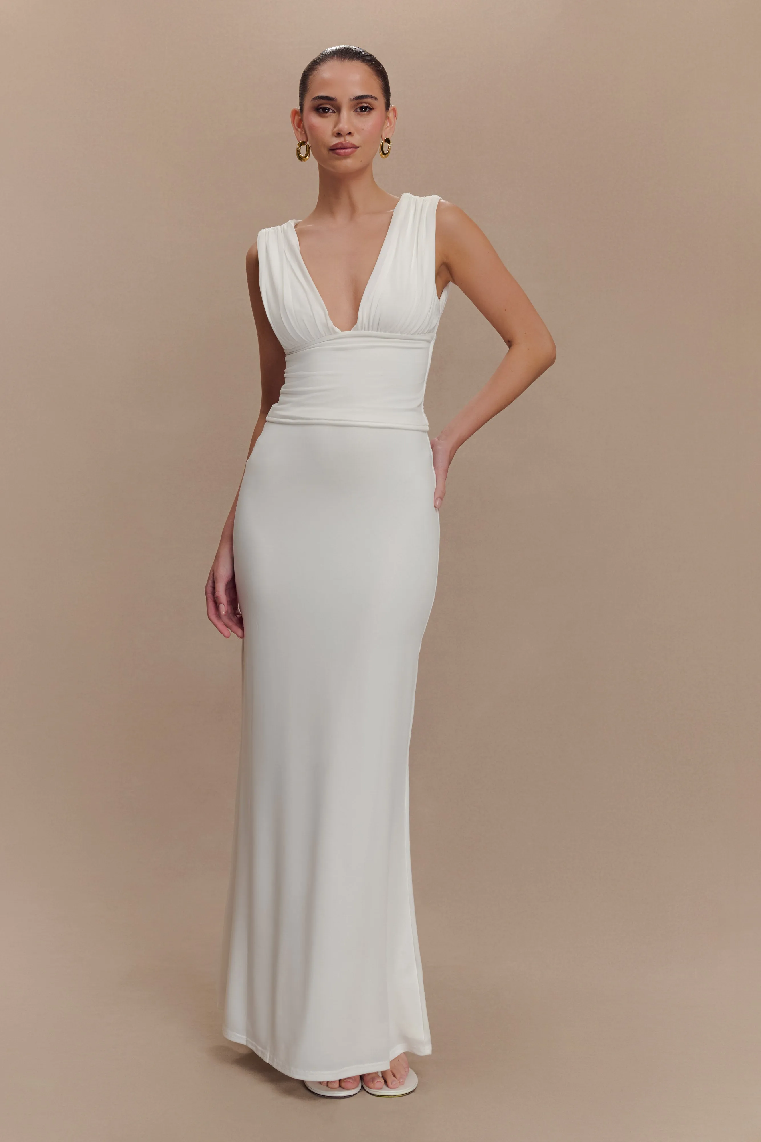 Kerrigan Slinky Ruched Sleeveless Top - White sold by Meshki product image thumbnail 5