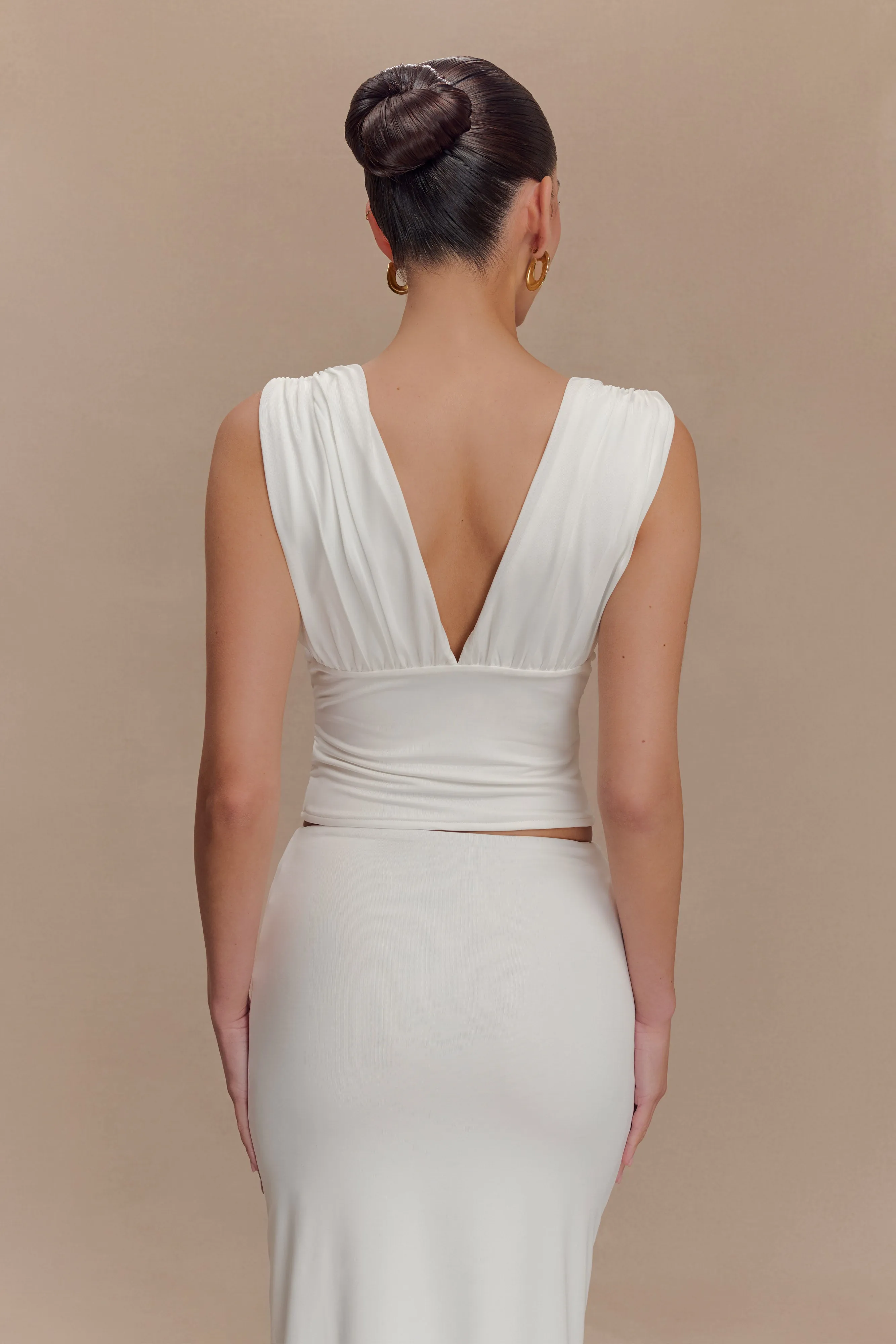 Kerrigan Slinky Ruched Sleeveless Top - White sold by Meshki product image thumbnail 2