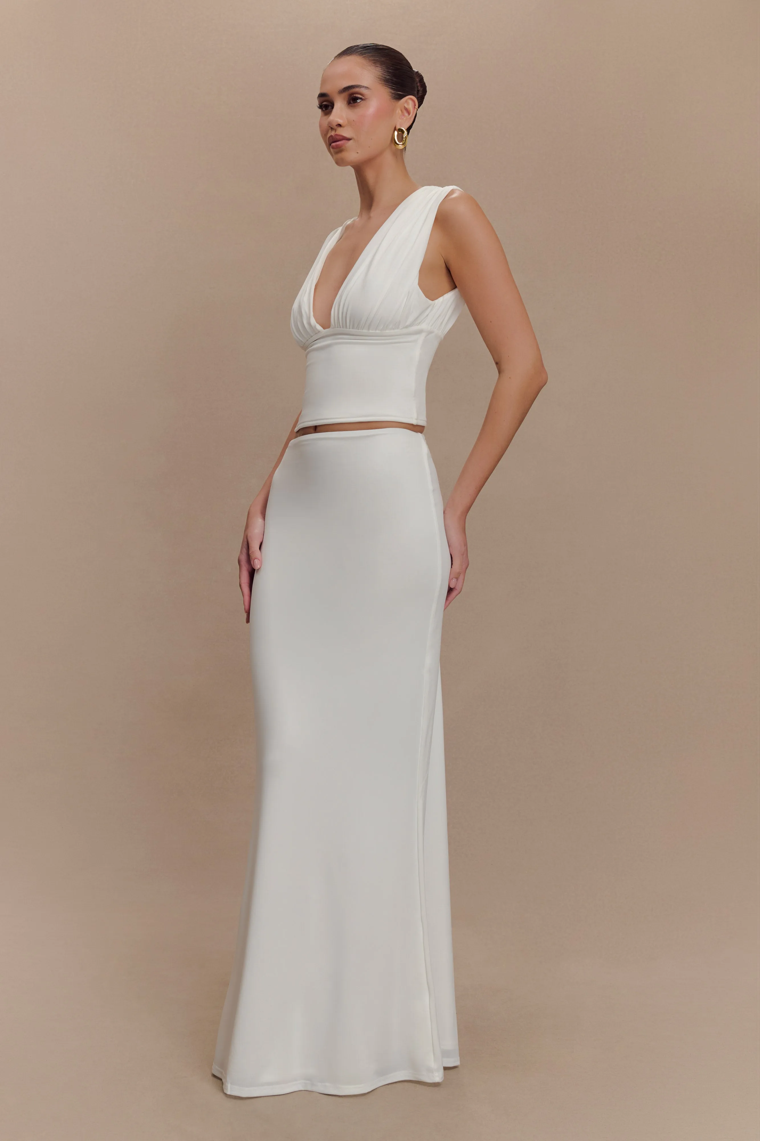 Kerrigan Slinky Ruched Sleeveless Top - White sold by Meshki product image thumbnail 4