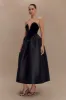 Flora Strapless Velvet Midi Dress - Black sold by Meshki