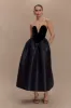 Flora Strapless Velvet Midi Dress - Black sold by Meshki