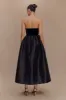 Flora Strapless Velvet Midi Dress - Black sold by Meshki