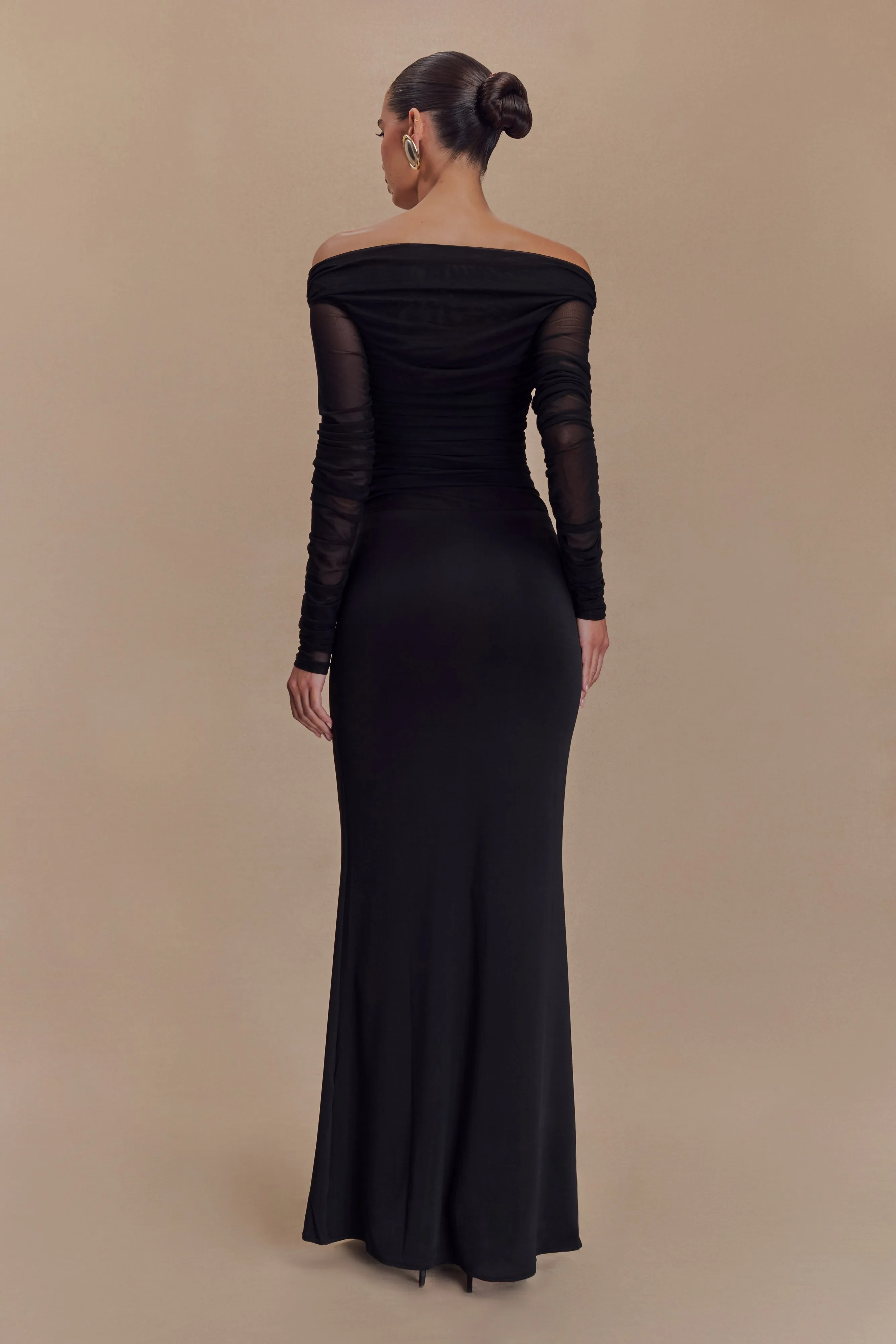 Darla Mesh And Slinky Off Shoulder Maxi Dress - Black sold by Meshki product image thumbnail 2