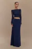 Darla Mesh And Slinky Off Shoulder Maxi Dress - Dark Navy sold by Meshki