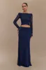 Darla Mesh And Slinky Off Shoulder Maxi Dress - Dark Navy sold by Meshki