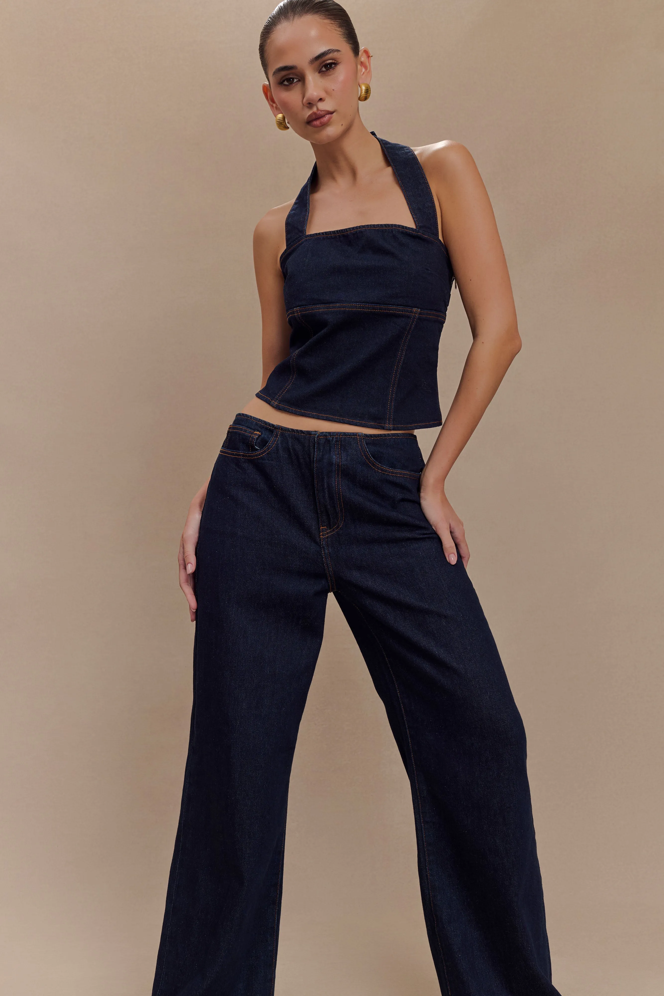 Dayna Denim Halter Top - Indigo Blue sold by Meshki product image thumbnail 4