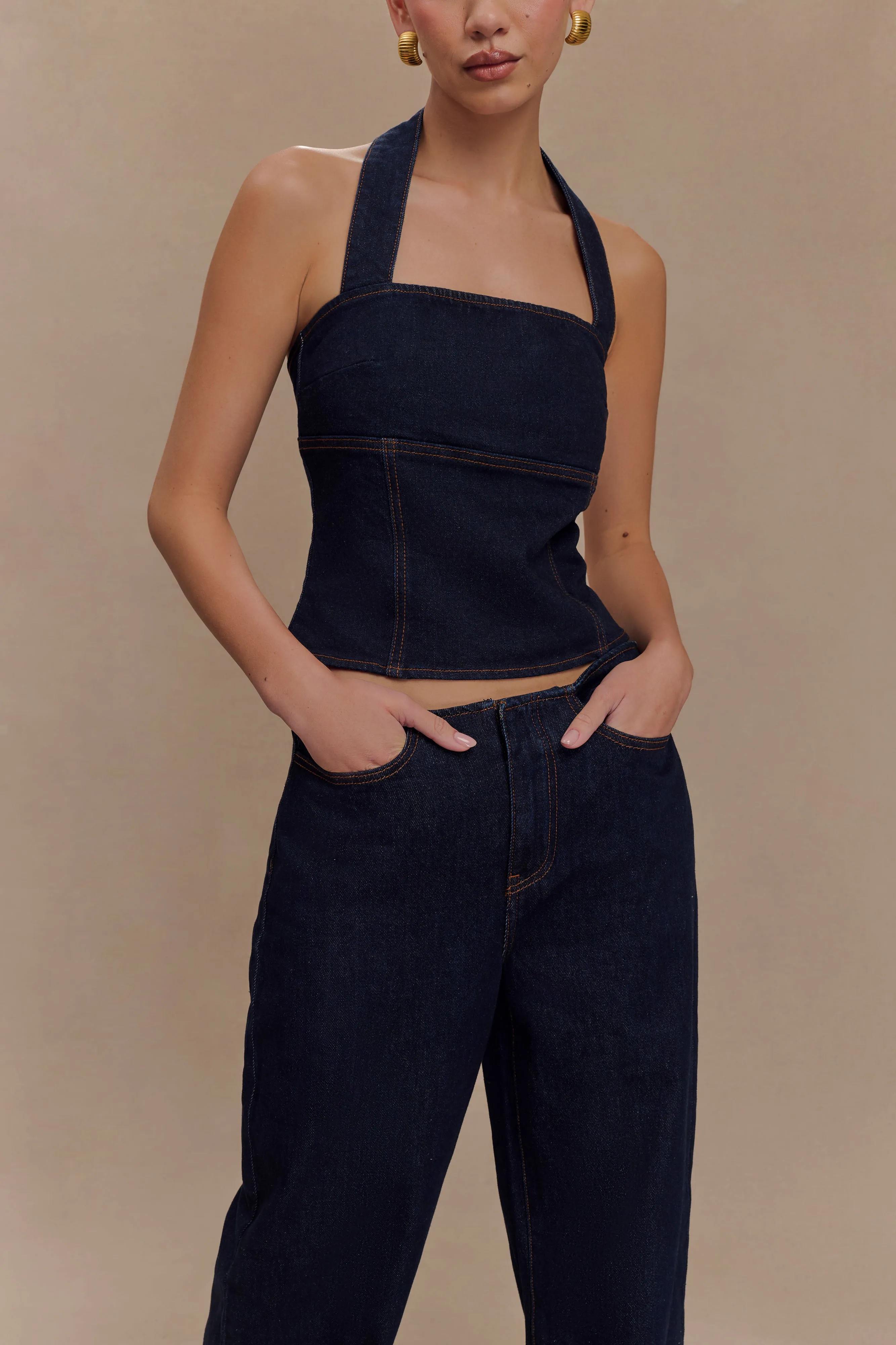 Dayna Denim Halter Top - Indigo Blue sold by Meshki product image thumbnail 5